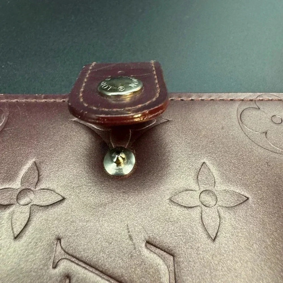 $119 Authentic Louis Vuitton Monogram Mat Agenda PM Notebook Cover Maroon FIRM - Picture 12 of 16